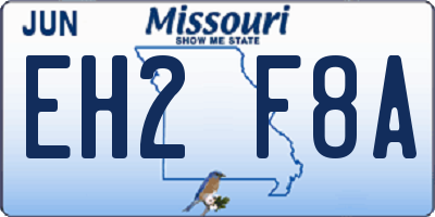 MO license plate EH2F8A