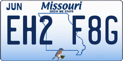 MO license plate EH2F8G