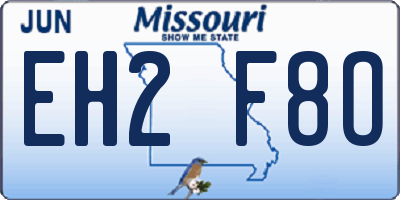 MO license plate EH2F8O