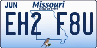 MO license plate EH2F8U
