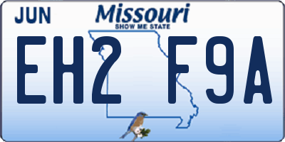 MO license plate EH2F9A