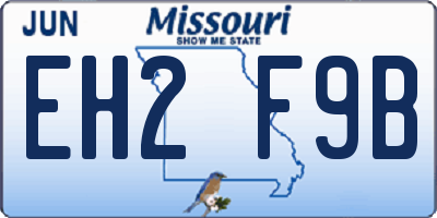 MO license plate EH2F9B