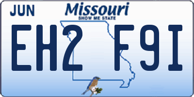 MO license plate EH2F9I