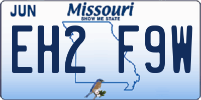 MO license plate EH2F9W
