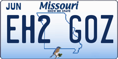 MO license plate EH2G0Z