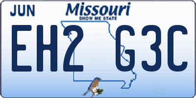 MO license plate EH2G3C