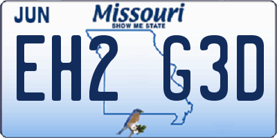 MO license plate EH2G3D