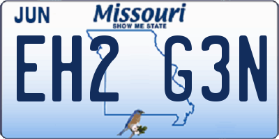 MO license plate EH2G3N