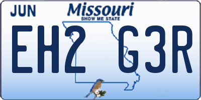 MO license plate EH2G3R