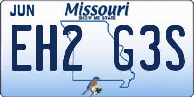 MO license plate EH2G3S
