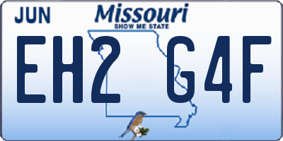 MO license plate EH2G4F