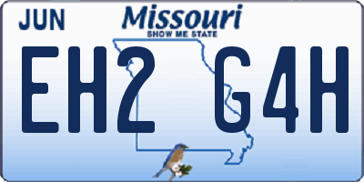 MO license plate EH2G4H