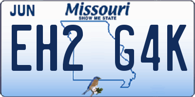 MO license plate EH2G4K