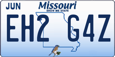 MO license plate EH2G4Z