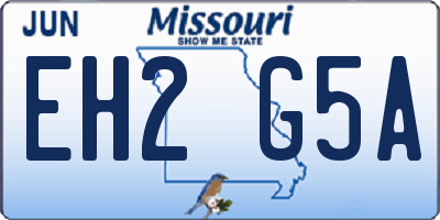 MO license plate EH2G5A