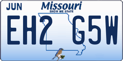 MO license plate EH2G5W