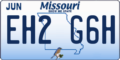 MO license plate EH2G6H