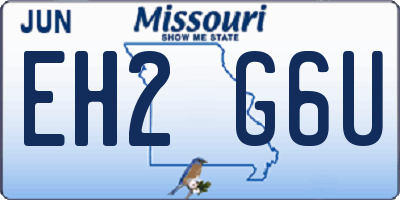 MO license plate EH2G6U