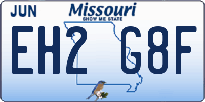 MO license plate EH2G8F
