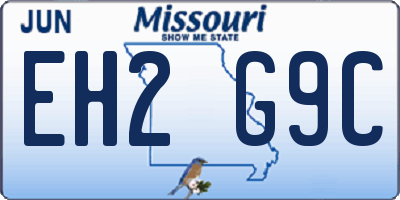 MO license plate EH2G9C