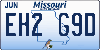 MO license plate EH2G9D