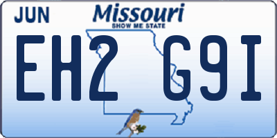 MO license plate EH2G9I