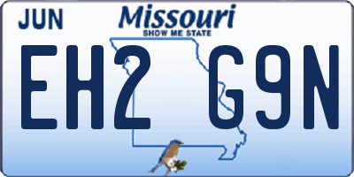 MO license plate EH2G9N