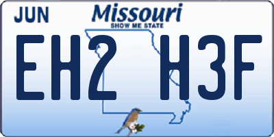 MO license plate EH2H3F