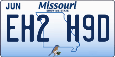 MO license plate EH2H9D