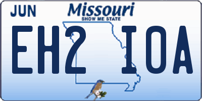 MO license plate EH2I0A