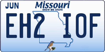 MO license plate EH2I0F