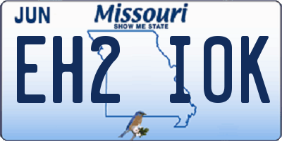 MO license plate EH2I0K