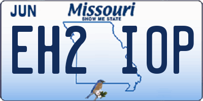 MO license plate EH2I0P