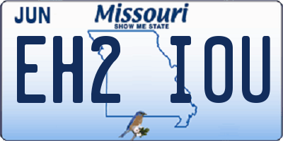 MO license plate EH2I0U