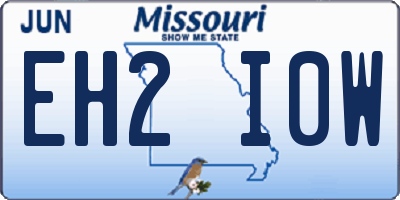 MO license plate EH2I0W
