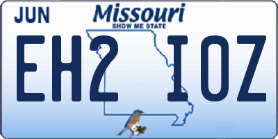MO license plate EH2I0Z