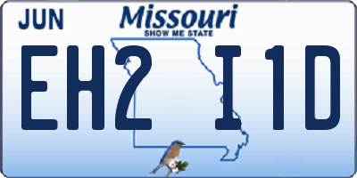 MO license plate EH2I1D