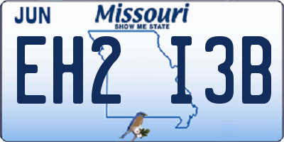 MO license plate EH2I3B