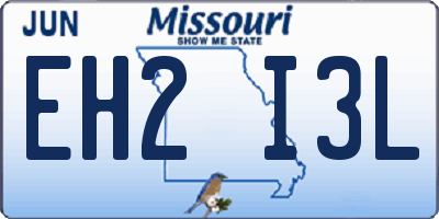 MO license plate EH2I3L