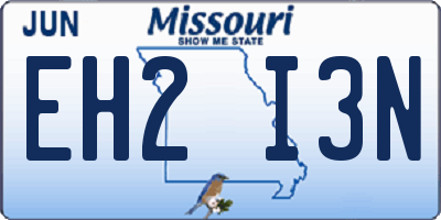 MO license plate EH2I3N