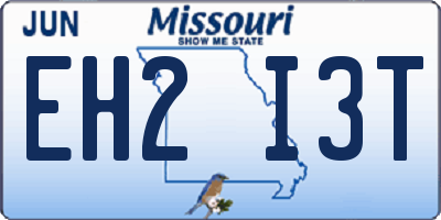 MO license plate EH2I3T