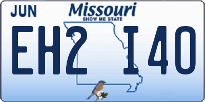MO license plate EH2I4O