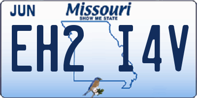 MO license plate EH2I4V