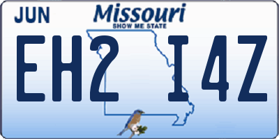 MO license plate EH2I4Z