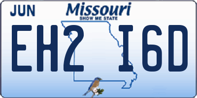 MO license plate EH2I6D