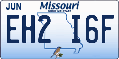 MO license plate EH2I6F