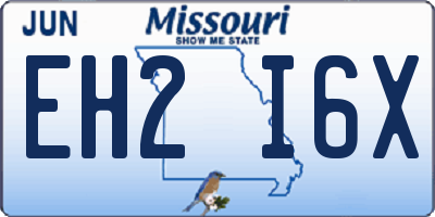 MO license plate EH2I6X