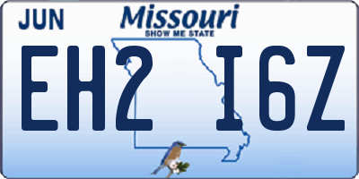 MO license plate EH2I6Z