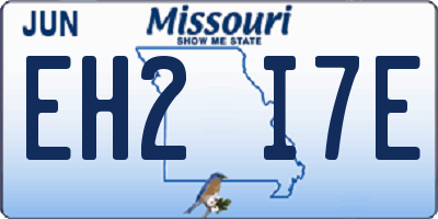 MO license plate EH2I7E