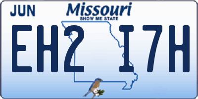 MO license plate EH2I7H
